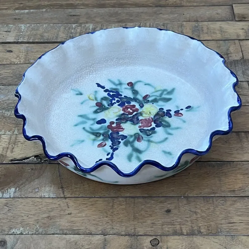 Vintage Clouds Folsom Pottery Deep Dish Pie Plate 10